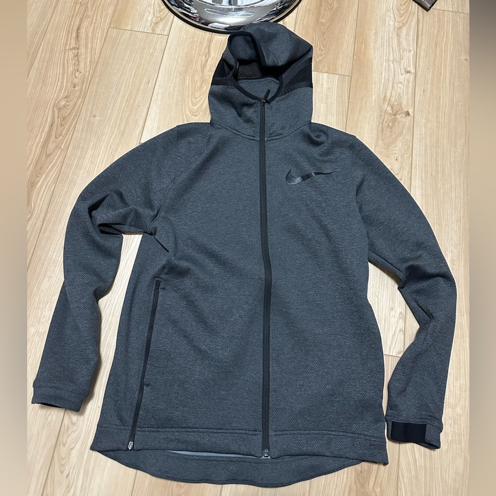 Nike zip hoodie with center hood in size medium, black, lightly used